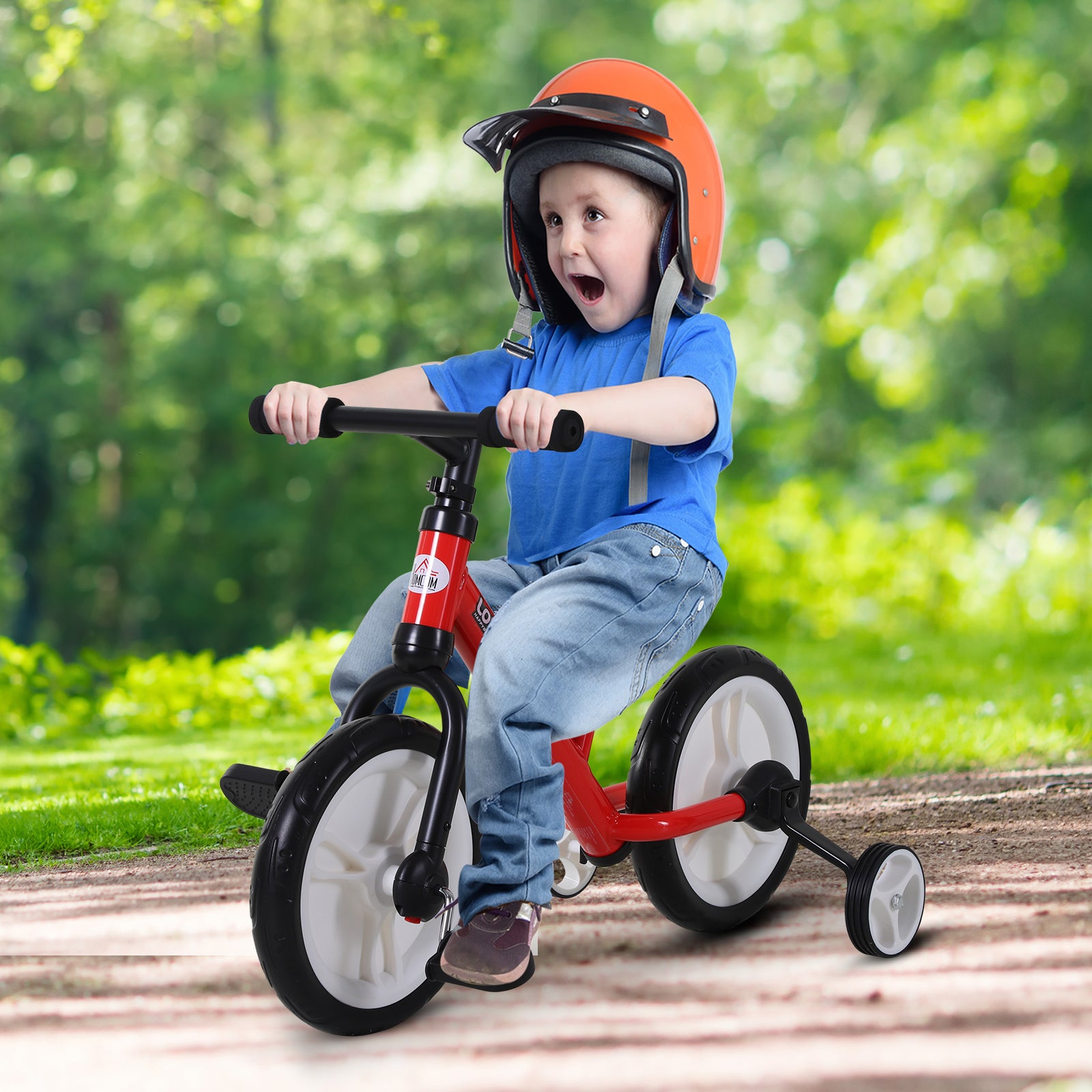 11 Inch Kids Balance Bike Training Pedal Bicycle W/ Removable Stabilizers EVA Tyres Adjustable Seat Height 2 to 5 Years Gift for Boys Girls