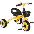 Kids Trike, Tricycle, with Adjustable Seat, Basket, Bell, for Ages 2-5 Years