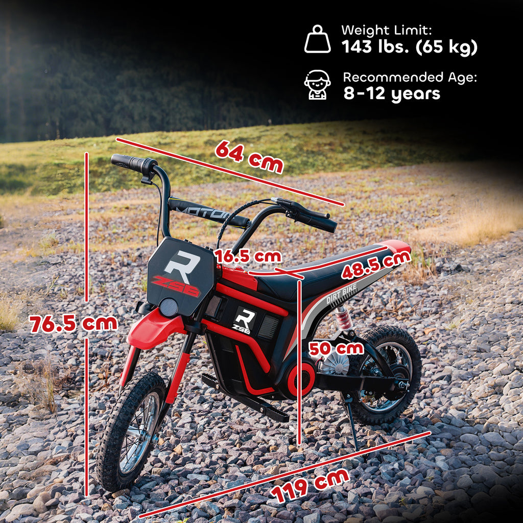 24V Electric Motorbike with Twist Grip Throttle, Music, Horn, 12" Pneumatic Tyres, 16km/h Max Speed