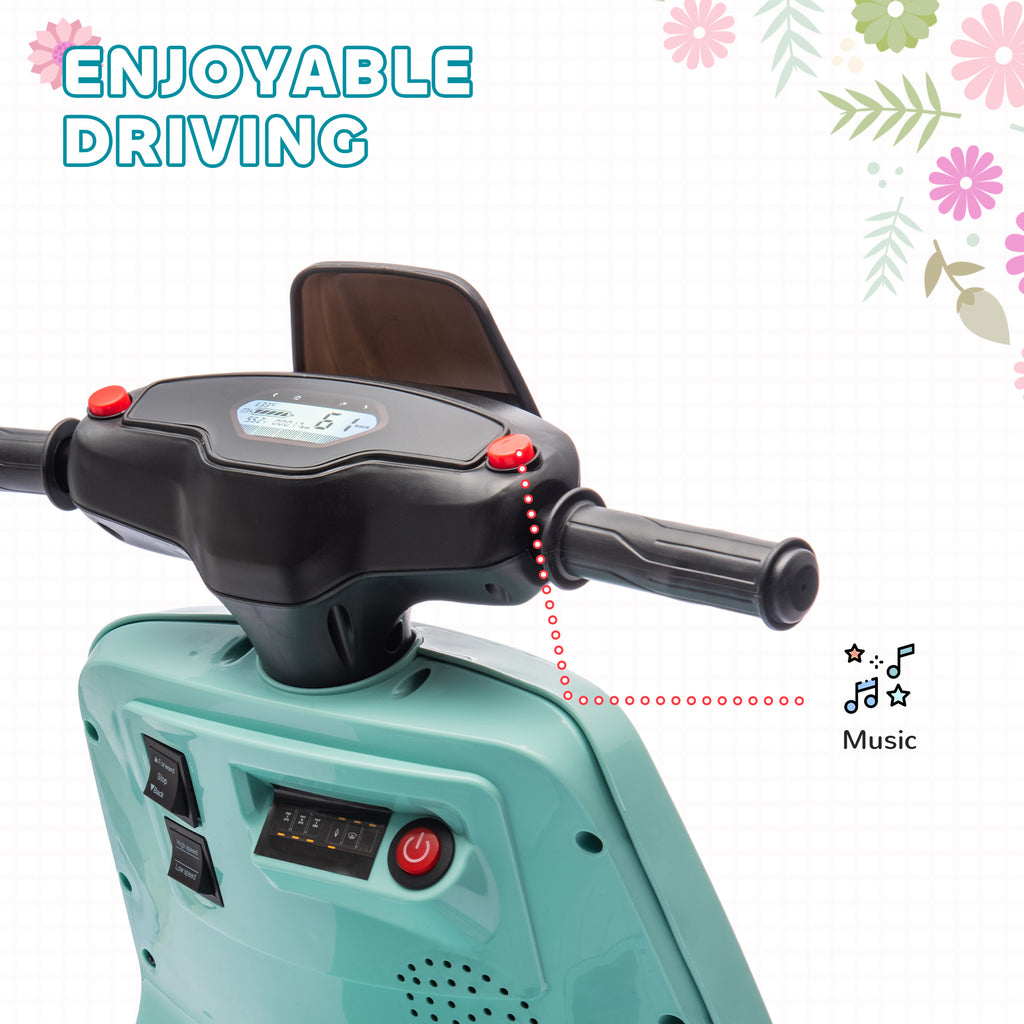 6V Ride on Motorbike, Kids Electric Motorbike w/ Headlights, Music, Training Wheels, for Ages 18-36 Months