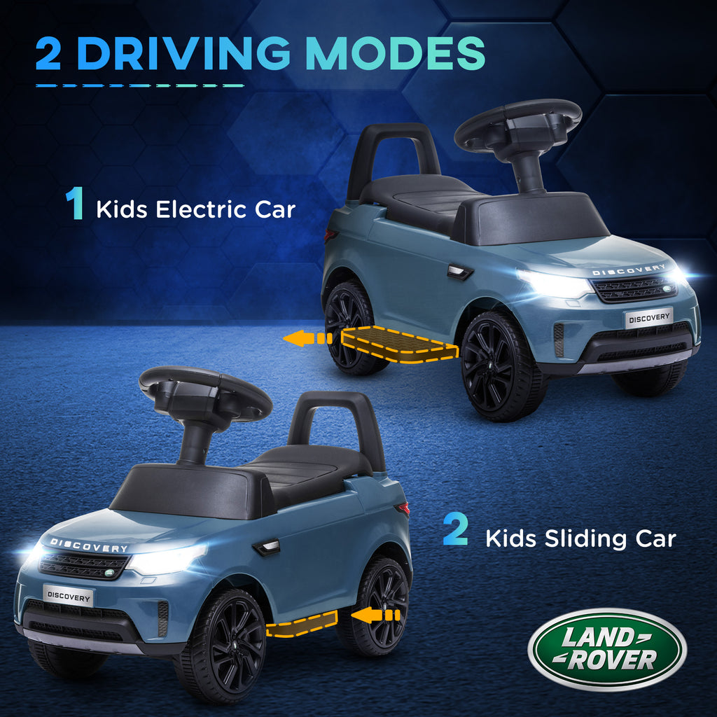 2-in-1 Land Rover Licensed 6V Kids Electric Ride On Car, Sliding Car w/ Headlights, Music, for 18-60 Months, Light Blue