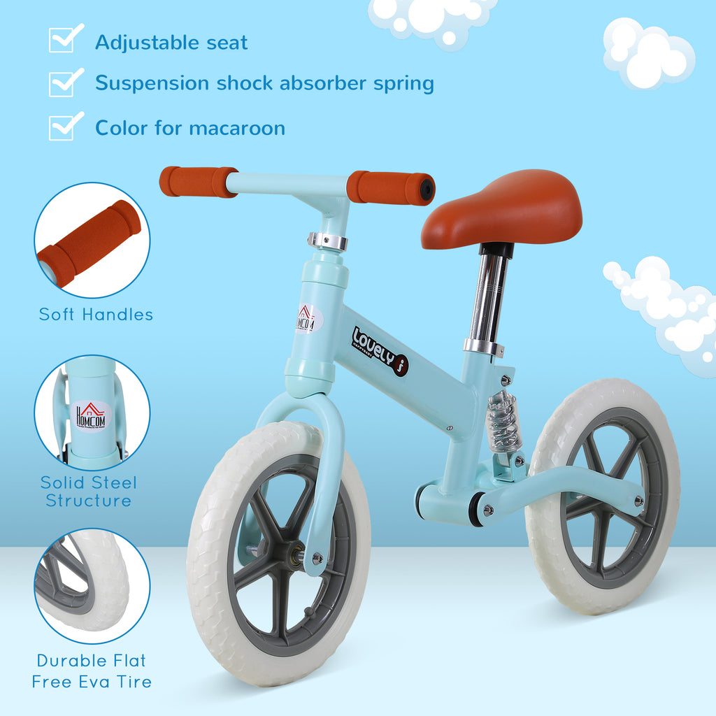 12" Kids Balance Bike No Pedal Bicycle EVA Tire Adjustable Seat Toddler Training Bike W/ Shock Absorber 2 - 5 Years Gift for Boys Girls