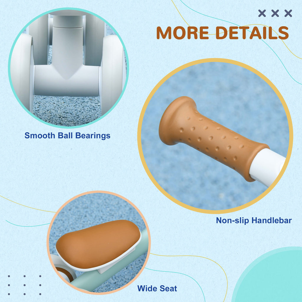 Kids Balance Bike for 1-3 Years Old with Adjustable Seat, Silent Wheels