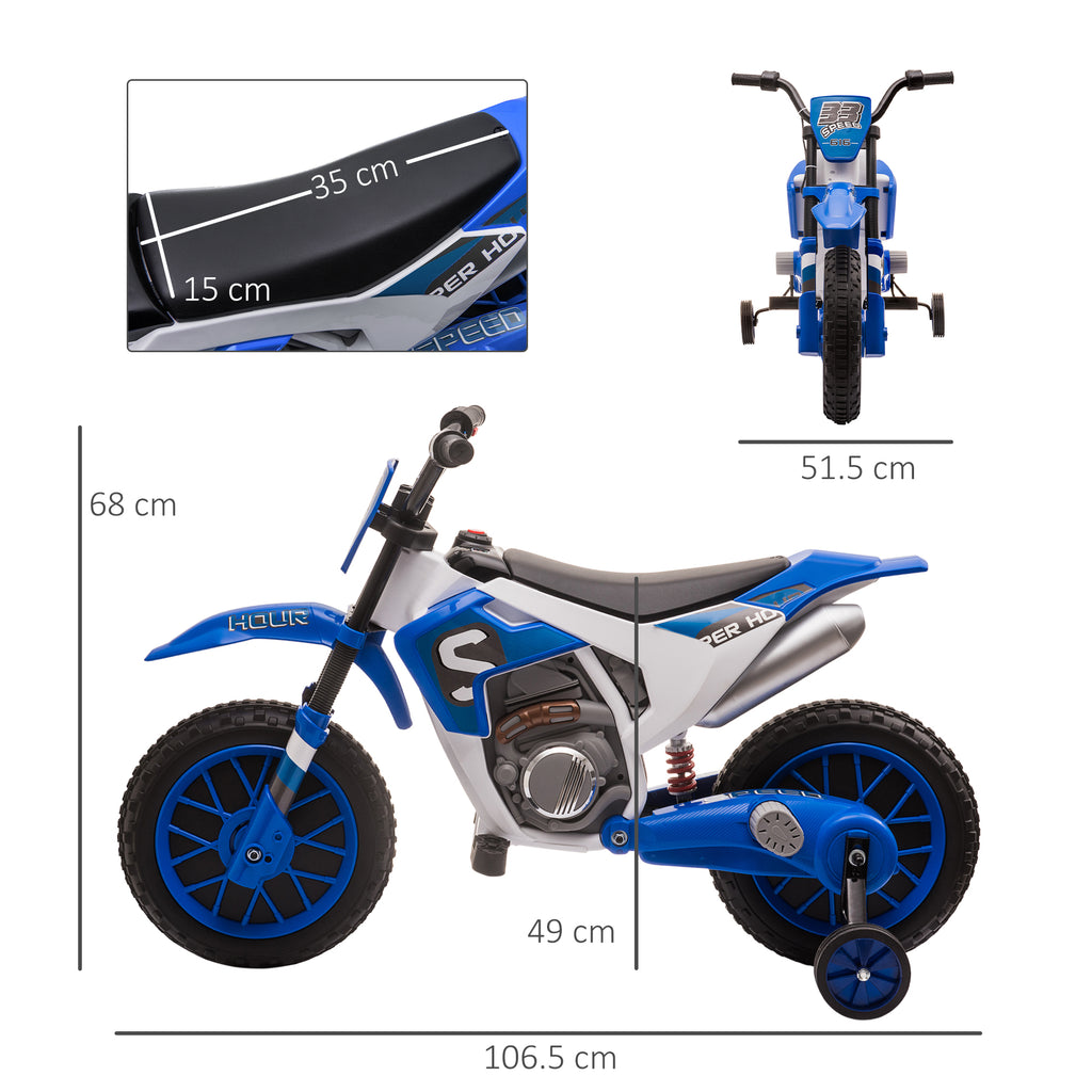 12V Kids Electric Motorcycle Ride-On, with Training Wheels, for Ages 3-6 Years