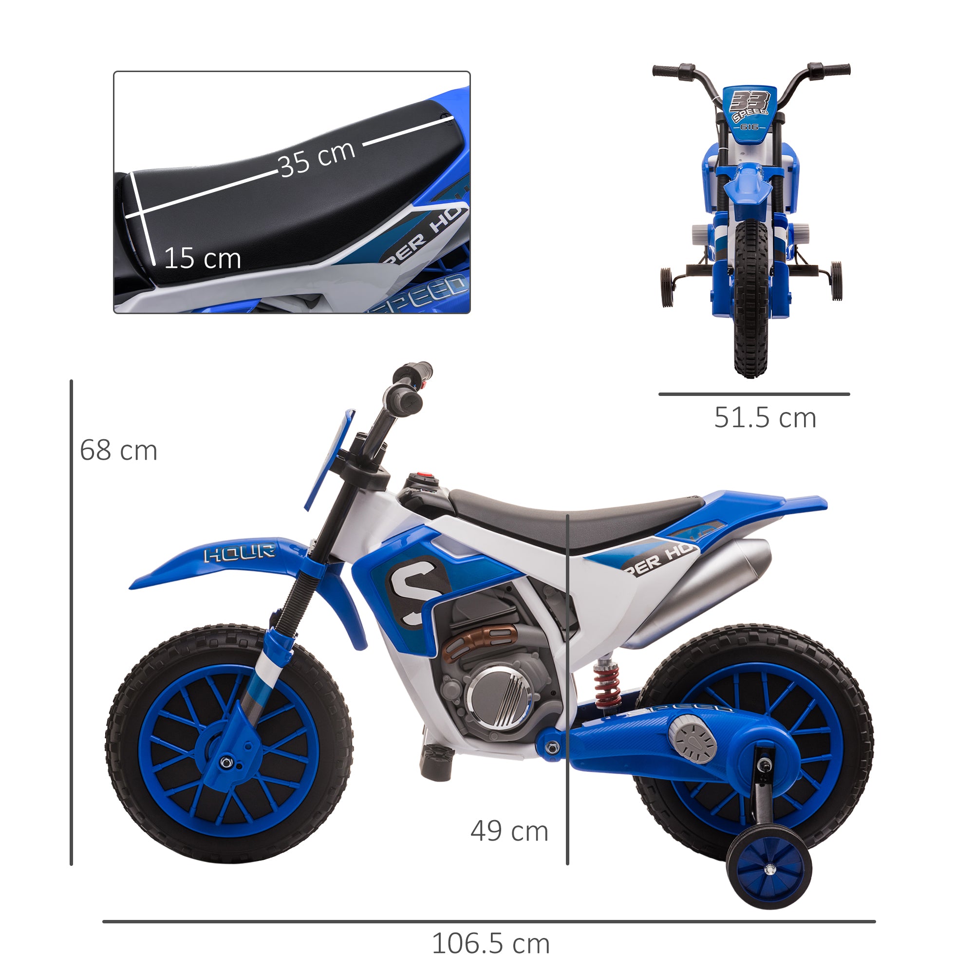 12V Kids Electric Motorcycle Ride-On, with Training Wheels, for Ages 3-6 Years