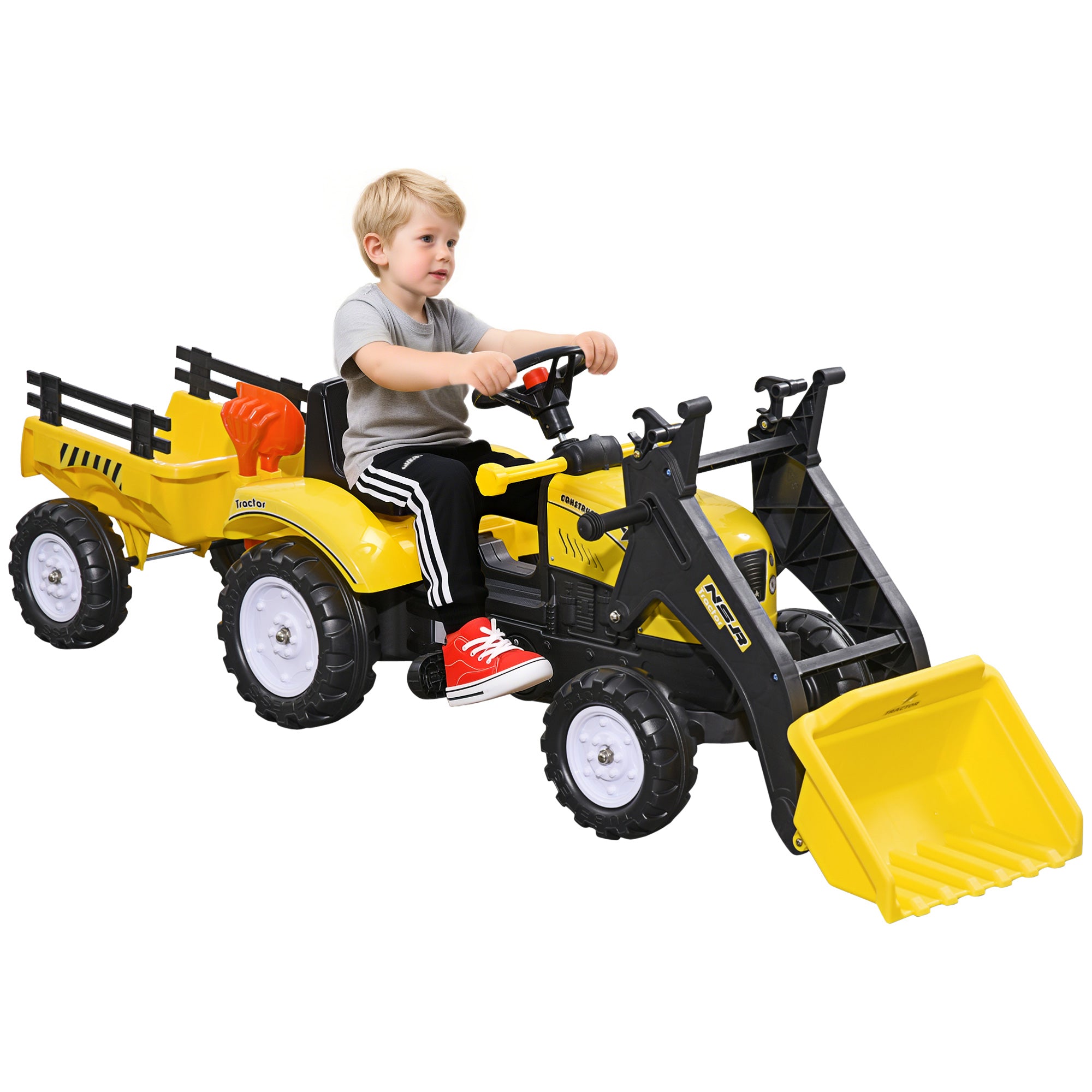 Kids Pedal Go Kart Excavator-Yellow