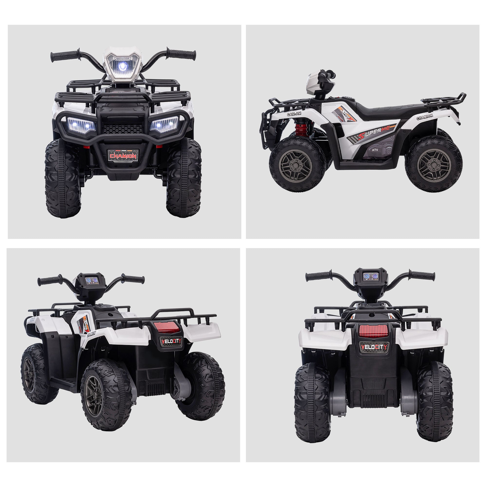 12V Kids Quad Bike with Forward, Reverse Functions, Ride-On ATV w/ Music, LED, Headlights, for Ages 3-5 Years