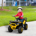12V Kids Electric Ride on ATV, Battery-Powered Quad Bike w/ Spring Suspension, Forward Backward, Storage Basket