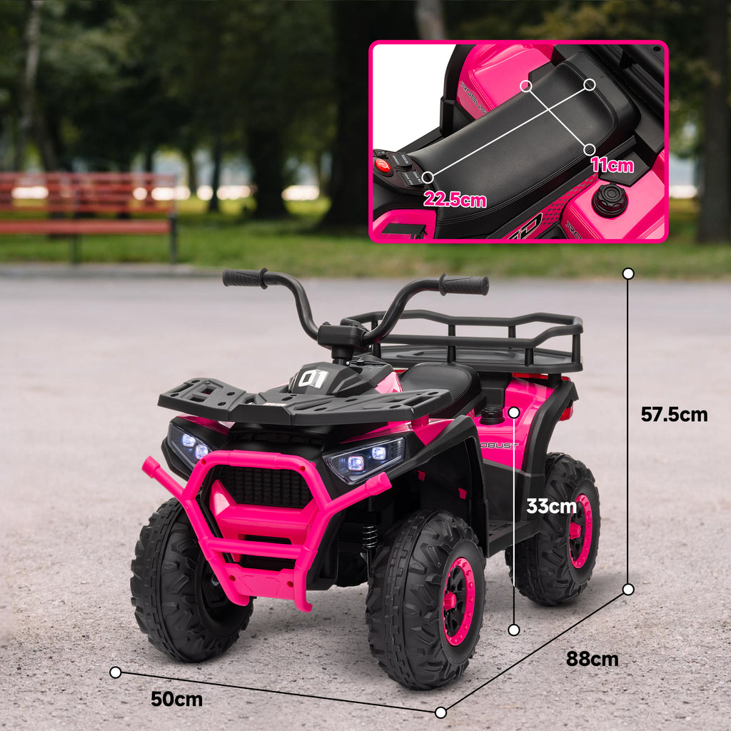12V Kids Electric Ride on ATV, Battery-Powered Quad Bike w/ Spring Suspension, Forward Backward, Storage Basket