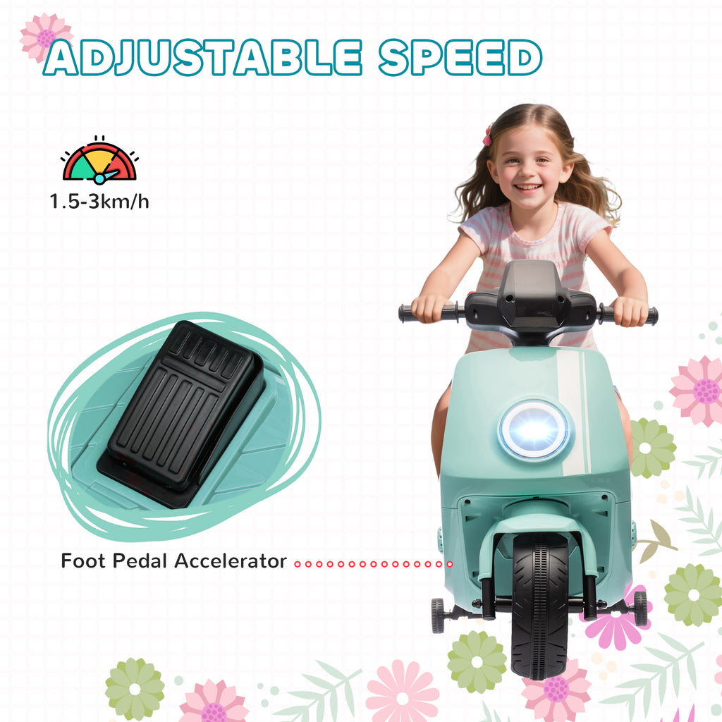 6V Ride on Motorbike, Kids Electric Motorbike w/ Headlights, Music, Training Wheels, for Ages 18-36 Months