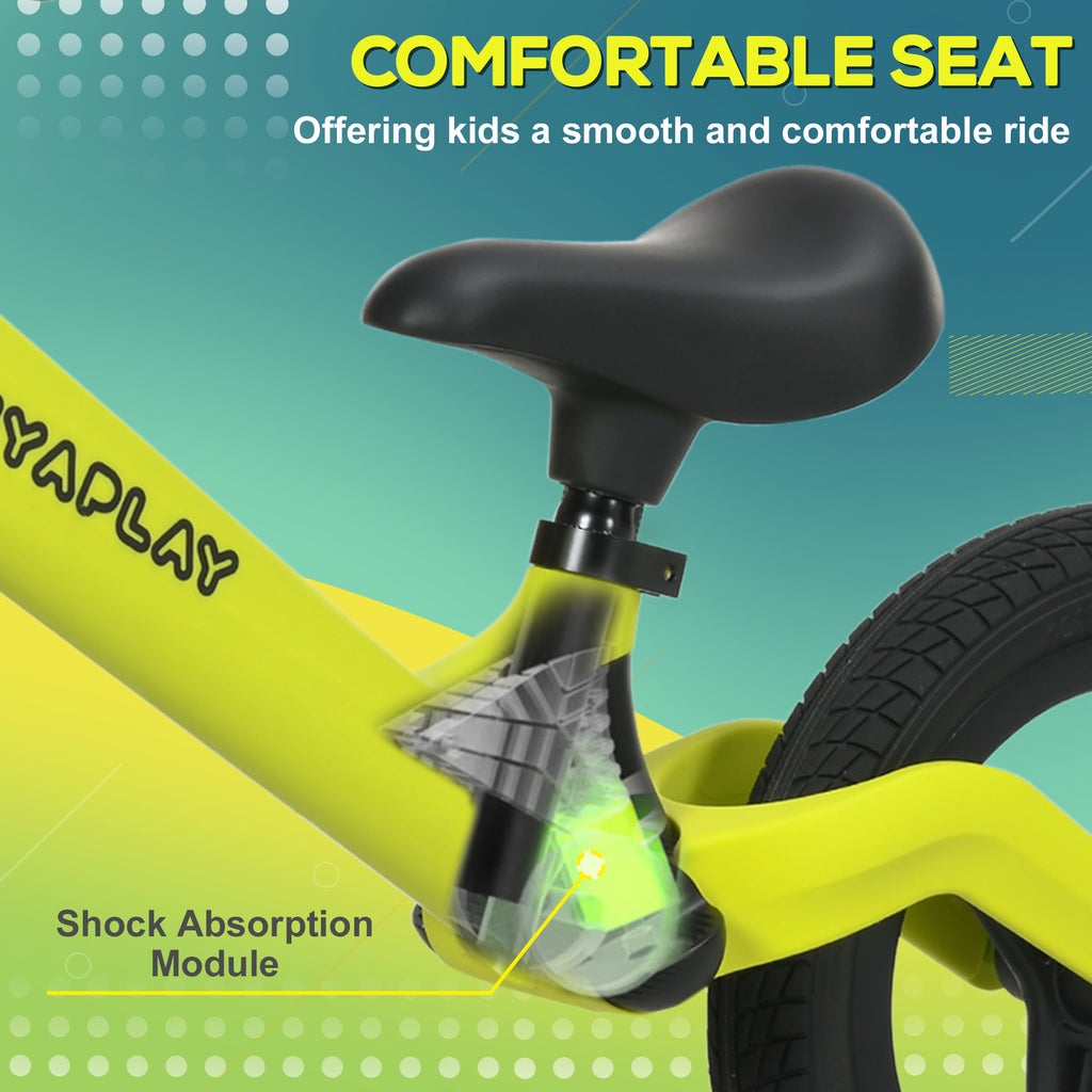 Balance Bike with Adjustable Seat and Handlebar, PU Wheels, No Pedal, for Ages 30-60 Months - Green