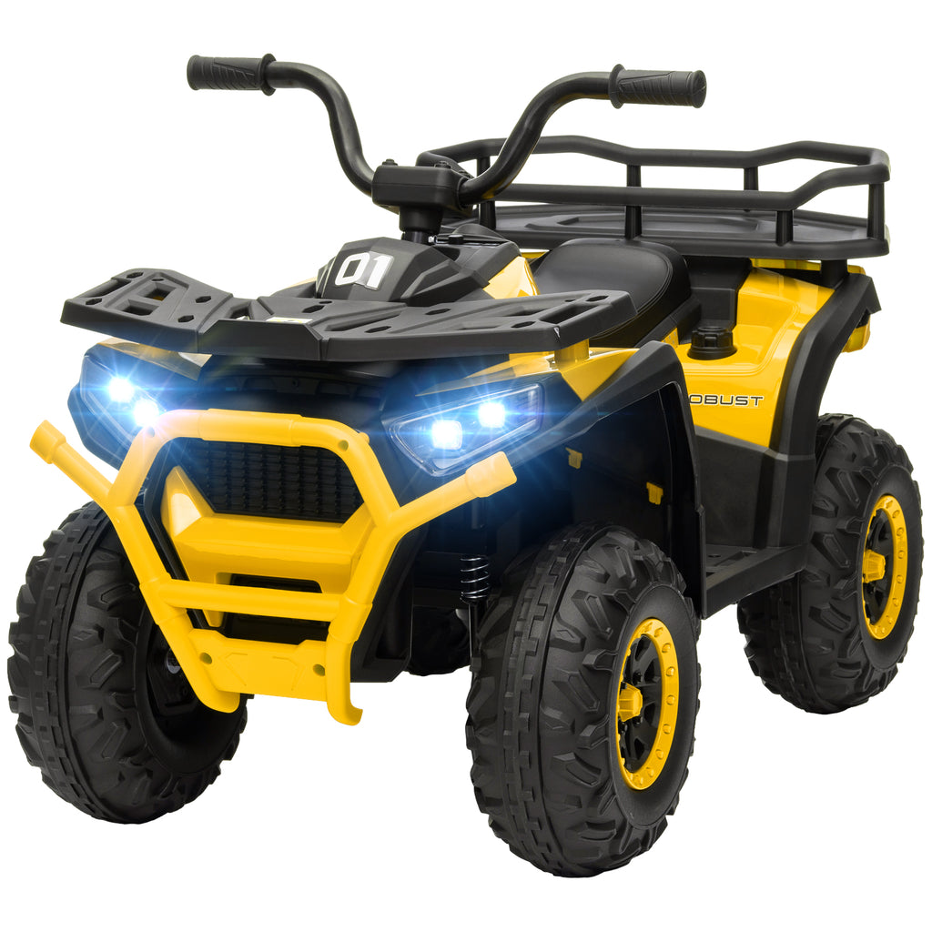 12V Kids Electric Ride on ATV, Battery-Powered Quad Bike w/ Spring Suspension, Forward Backward, Storage Basket