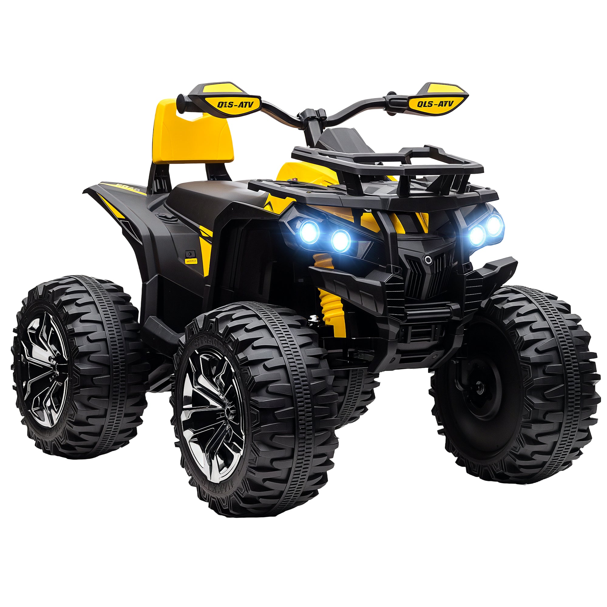 12V Quad Bike ATV with LED Lights, Music, Backrest, Forward, Backward