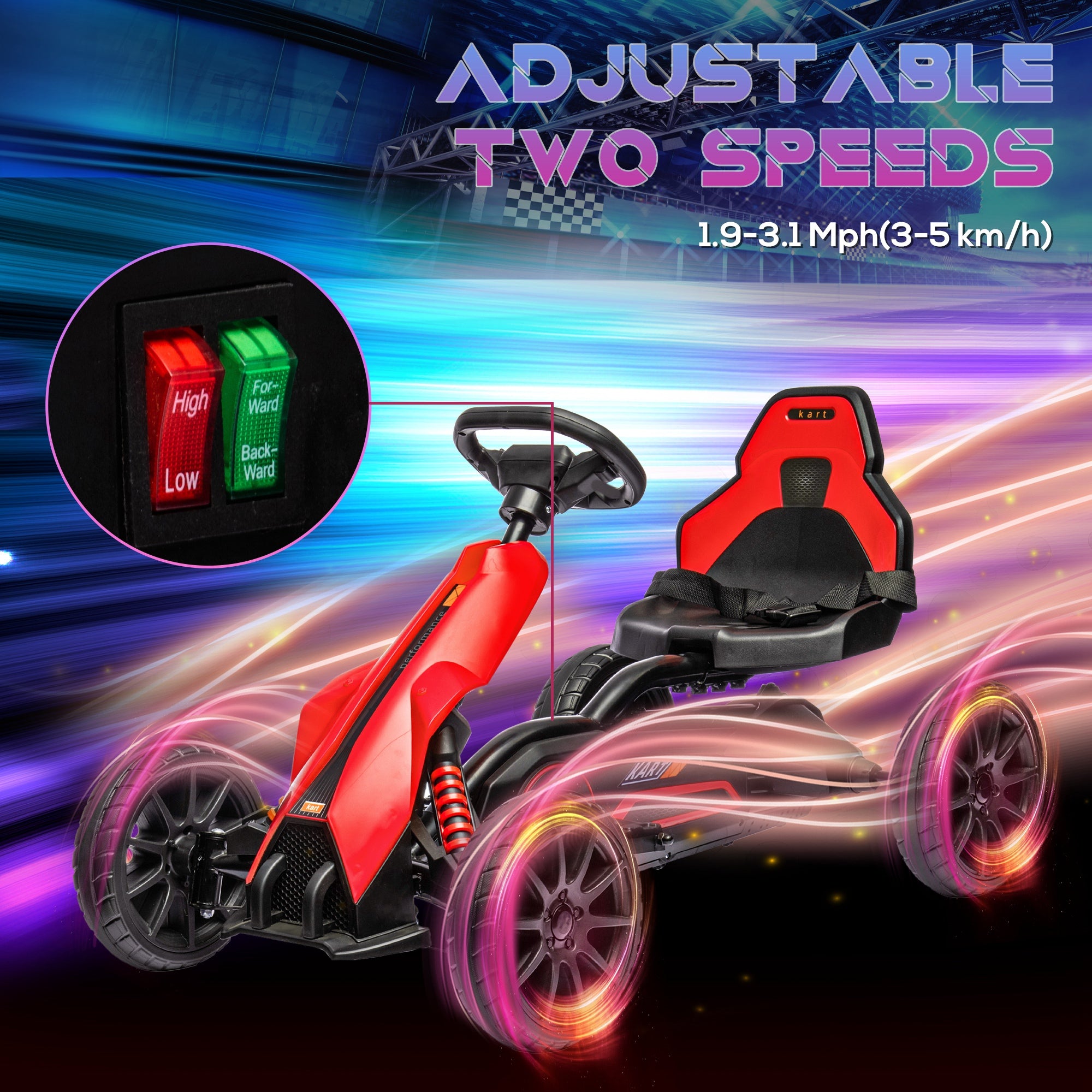 12V Electric Go-Kart for Kids, Ride-On Racing Go-Kart, with Forward and Reversing Functions, for Ages 3-8 Years