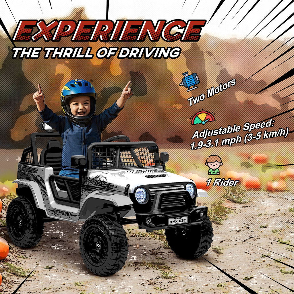 12V Battery Powered Kids Ride-On Car, Electric Truck w/ Spring Suspension, Remote, Music, Horn, Lights