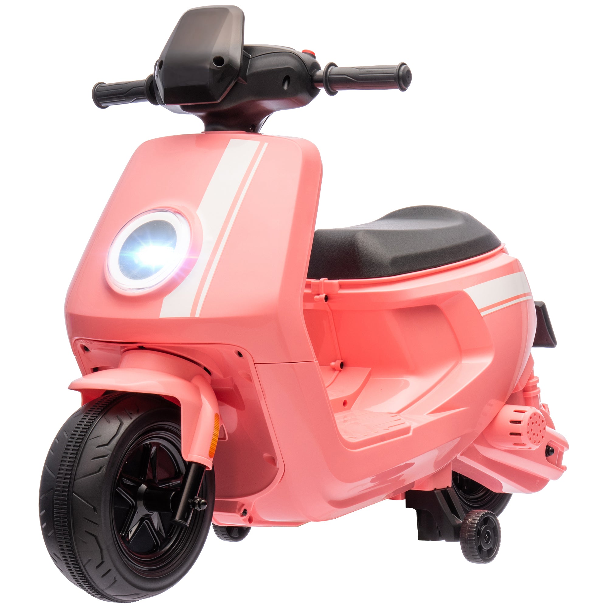6V Ride on Motorbike, Kids Electric Motorbike w/ Headlights, Music, Training Wheels, for Ages 18-36 Months