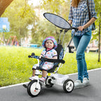 6 in 1 Tricycle for Kids with 5-point harness straps, Removable Canopy