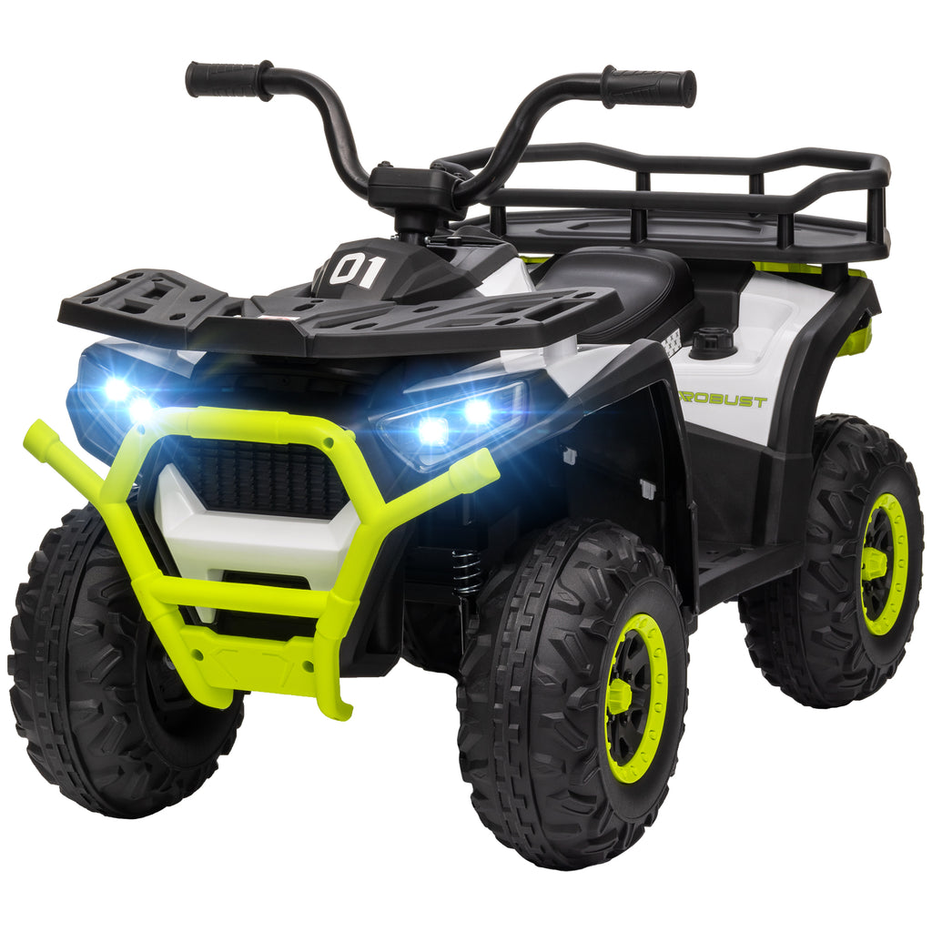 12V Kids Electric Ride on ATV, Battery-Powered Quad Bike w/ Spring Suspension, Forward Backward, Storage Basket