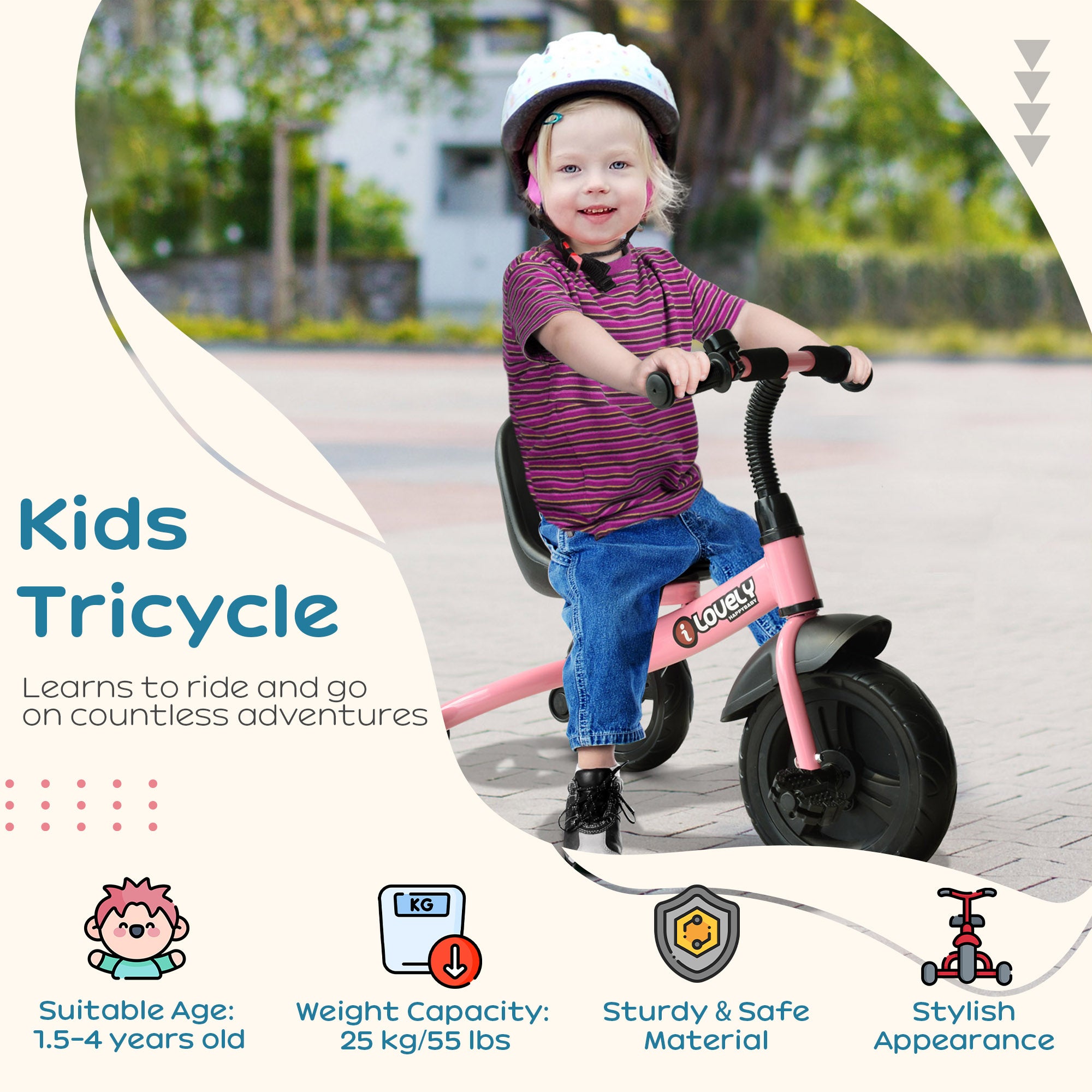 Kids Trike Toddler Tricycle Children Ride on 3 Wheels Bike For 1.5 - 4 Years