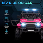 12V Battery Powered Kids Ride-On Car, Electric Truck w/ Spring Suspension, Remote, Music, Horn, Lights