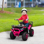 12V Kids Electric Ride on ATV, Battery-Powered Quad Bike w/ Spring Suspension, Forward Backward, Storage Basket