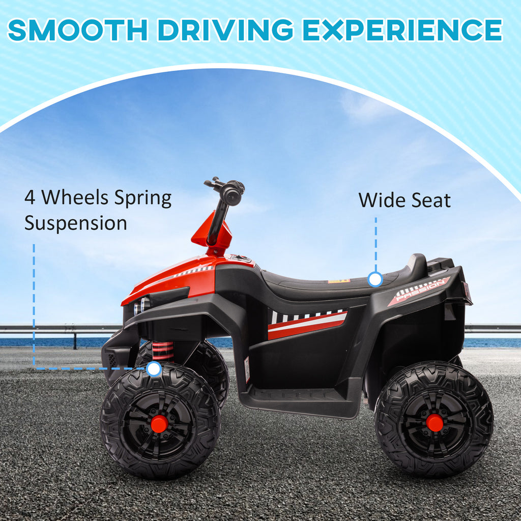12V Kids Electric Quad Bike w/ Spring Suspension System, Forward, Backward, LED Light, Music, MP3, Red