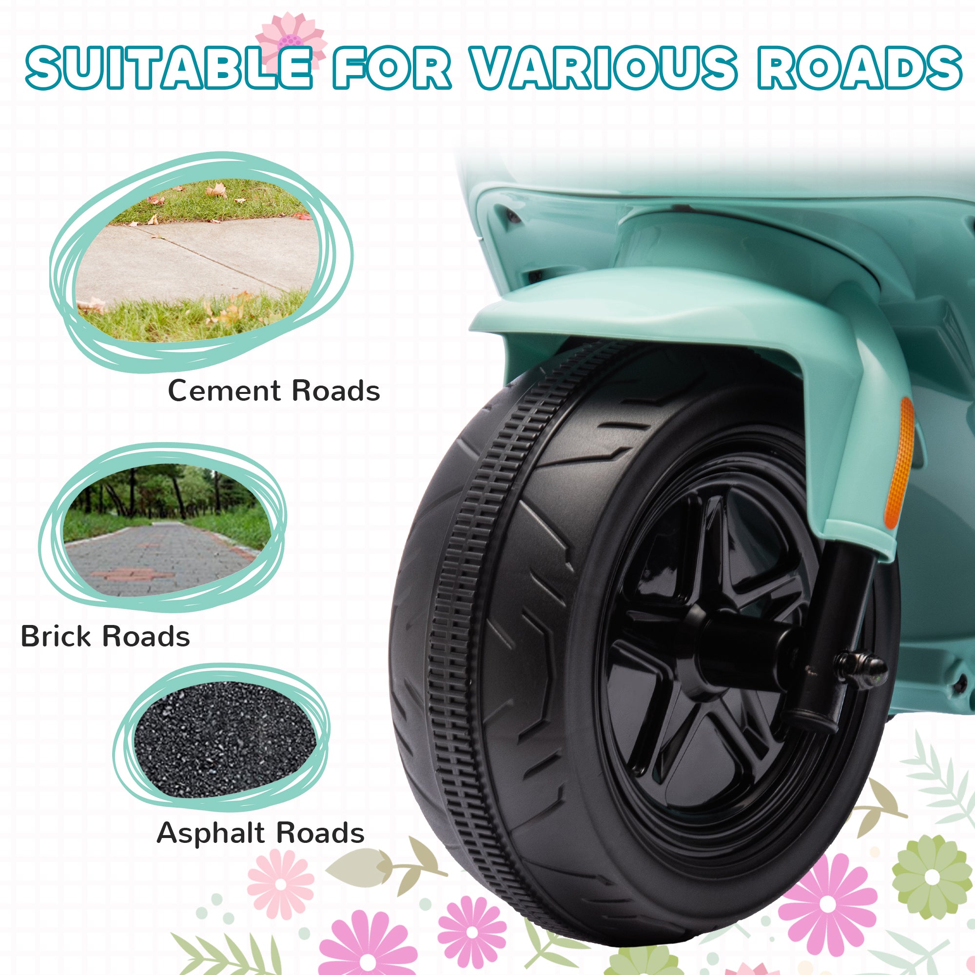 6V Ride on Motorbike, Kids Electric Motorbike w/ Headlights, Music, Training Wheels, for Ages 18-36 Months