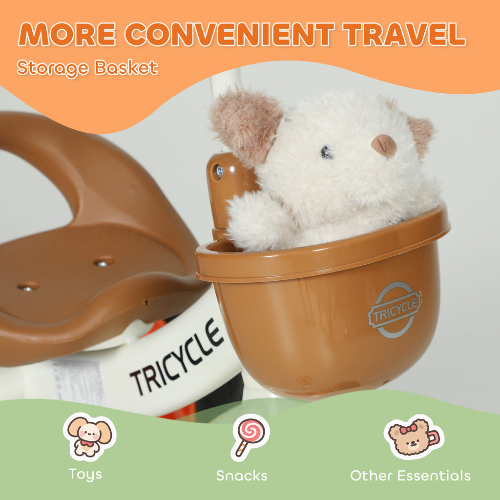 Kids Trike, Toddler Tricycle with Front Basket and EVA Wheels for Ages 2-5 Years, Indoor Outdoor for Boys Girls, Orange