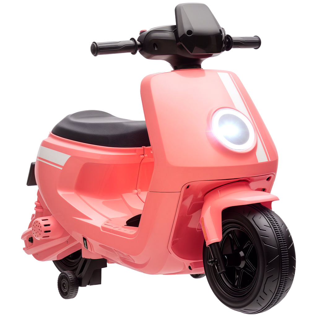 6V Ride on Motorbike, Kids Electric Motorbike w/ Headlights, Music, Training Wheels, for Ages 18-36 Months