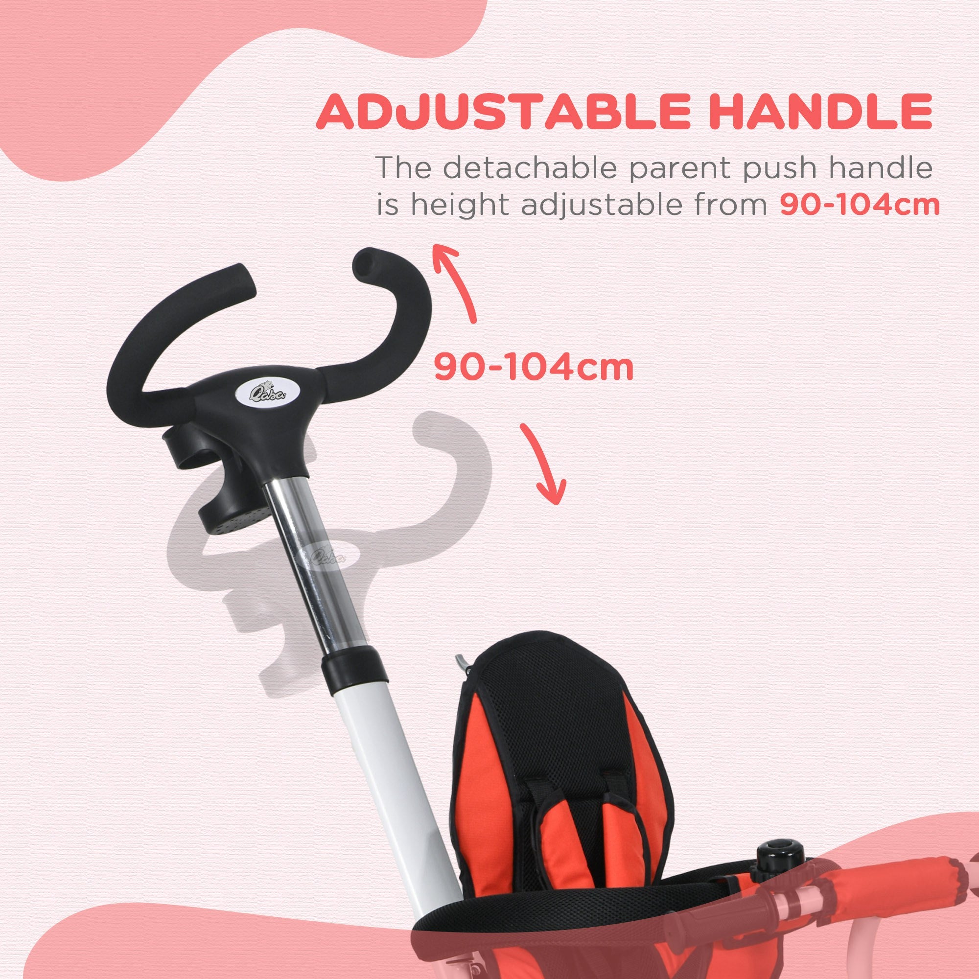 Metal Frame 6 in 1 Baby Push Tricycle with Parent Handle for 1-5 Years Old