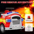 Ride On Fire Truck, 12V Kids Electric Car with Siren, Flashing Lights, Firefighting Tools, Music, Horn, Slow Start, Red