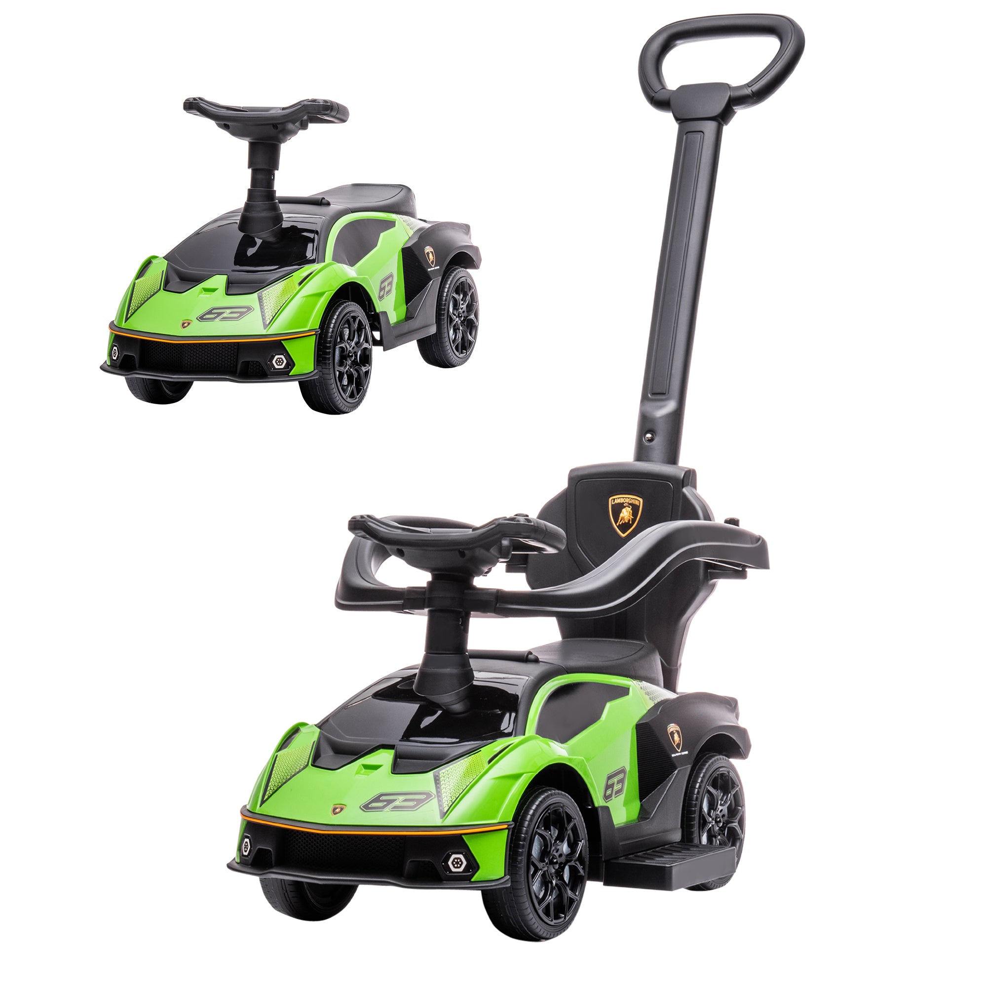 Kids 2-In-1 Lamborghini Ride-On and Stroller, with Horn
