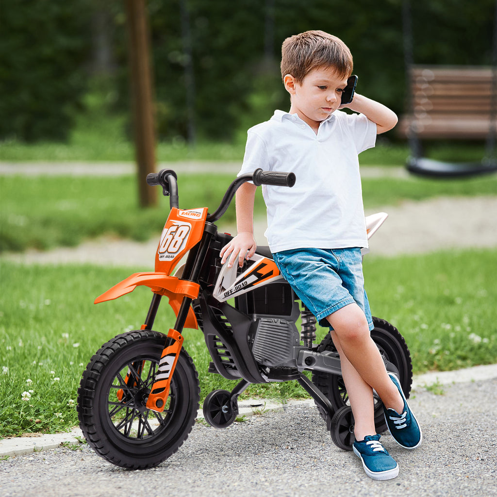 12V Kids Electric Motorbike, Kids Electric Ride on motorcycle w/ Twist Grip Throttle, Training Wheels