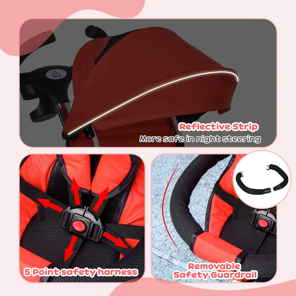 Metal Frame 6 in 1 Baby Push Tricycle with Parent Handle for 1-5 Years Old