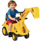 2 in 1 Kids Ride On Tractor Pull Cart with Bucket, Under Seat Storage, Horn, High Backrest, for 1.5-4 Years Old, Yellow