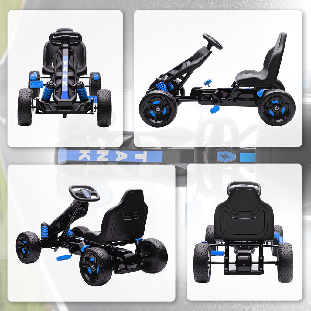 Pedal Go Kart for Kids Aged 3-6 Years, with Freewheel System, Brake, EVA Anti-Slip Wheels