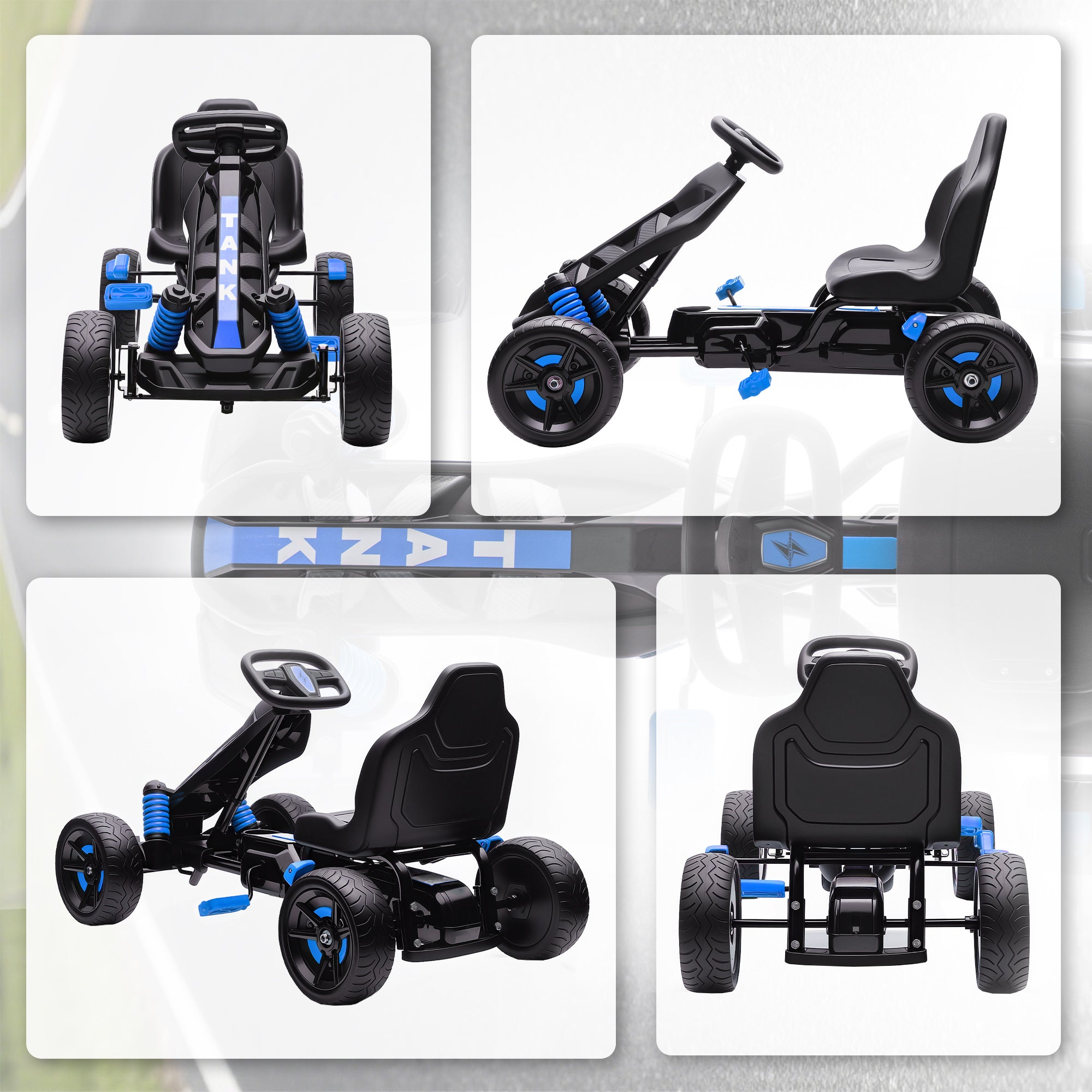 Pedal Go Kart for Kids Aged 3-6 Years, with Freewheel System, Brake, EVA Anti-Slip Wheels