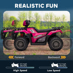 12V Kids Quad Bike with Forward, Reverse Functions, Ride-On ATV w/ Music, LED, Headlights, for Ages 3-5 Years