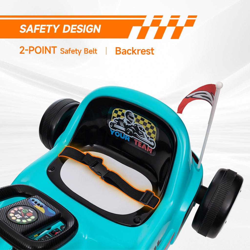 6V Electric Go Kart for Kids with Music, Light, Horn, for 3-5 Years