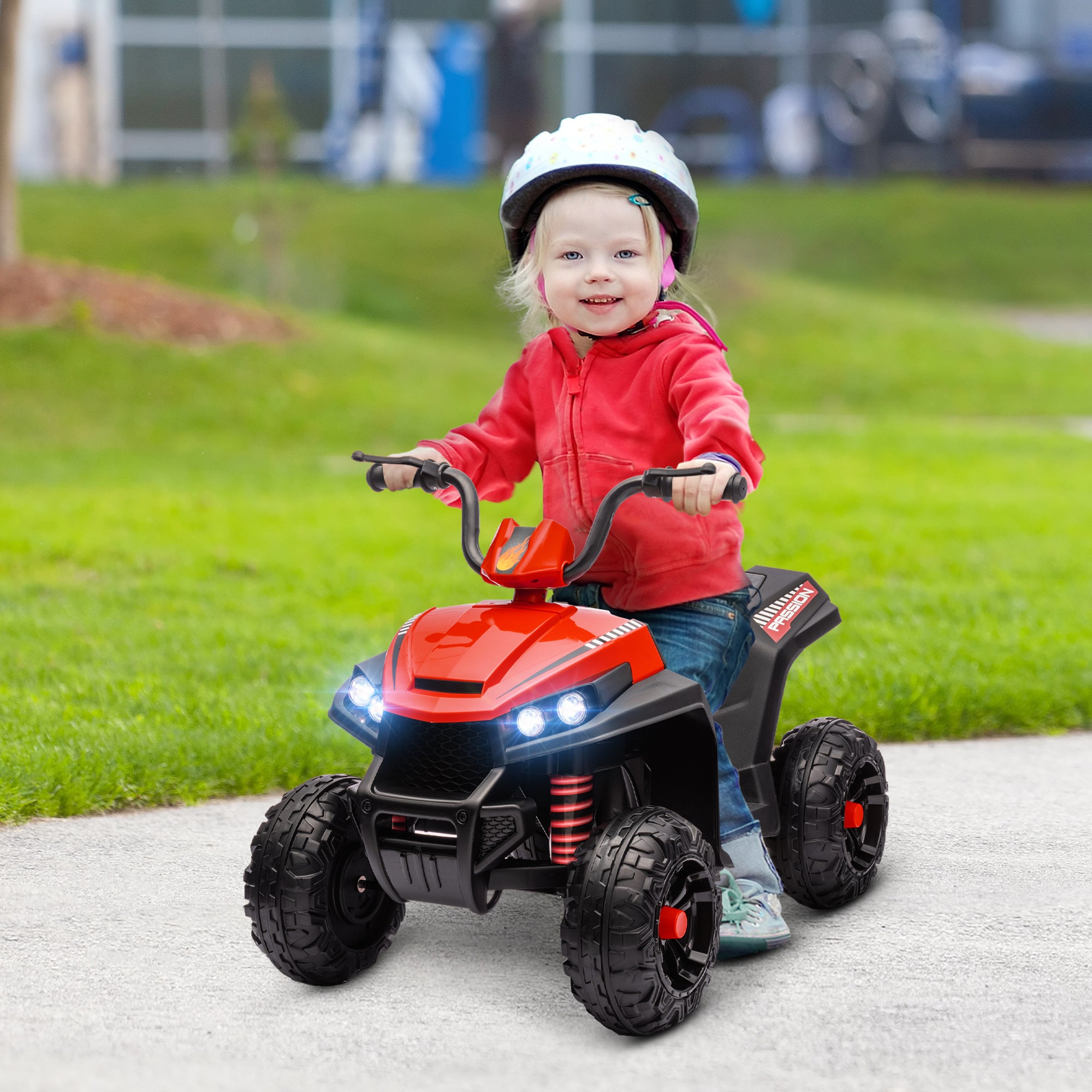 12V Kids Electric Quad Bike w/ Spring Suspension System, Forward, Backward, LED Light, Music, MP3, Red