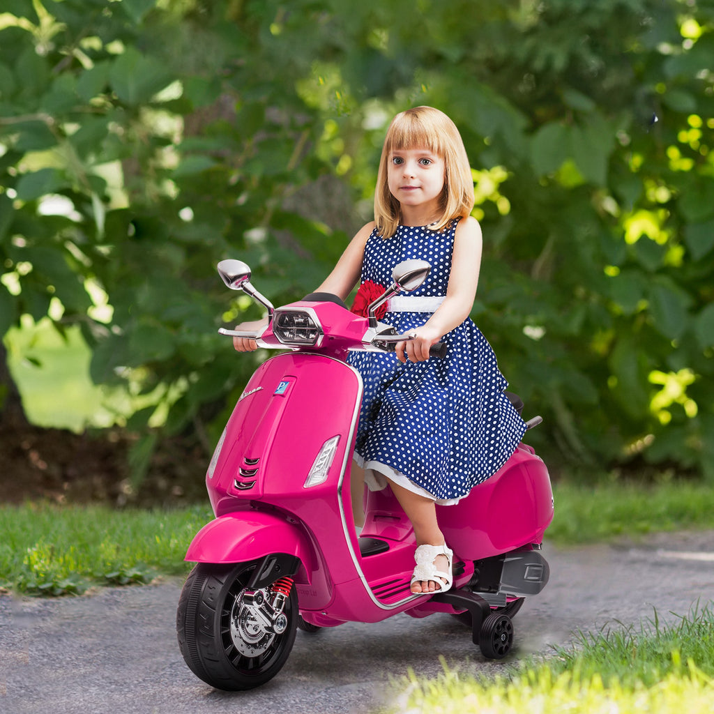 12V Vespa Licensed Kids Electric Motorbike w/ Music, Headlights, FM Radio, for 3-6 Years