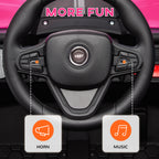 12V Battery Powered Ride on Truck w/ Remote, Four Suspension Wheels, Horn, Lights, Music, USB, for Ages 3-5 Years, Pink