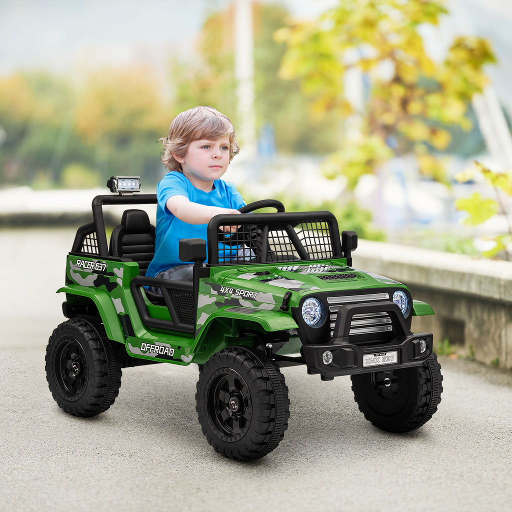 12V Battery Powered Kids Ride-On Car, Electric Truck w/ Spring Suspension, Remote, Music, Horn, Lights