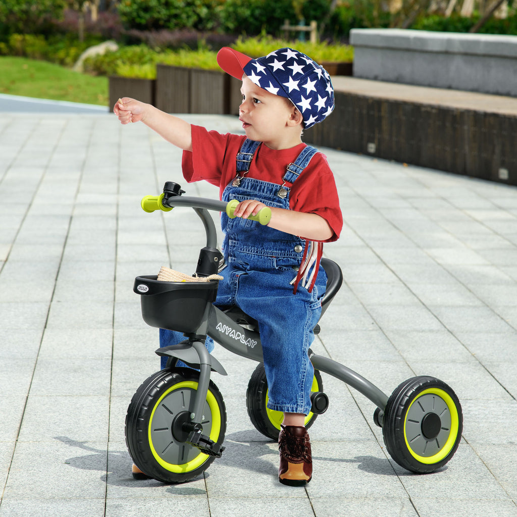Kids Trike, Tricycle, with Adjustable Seat, Basket, Bell, for Ages 2-5 Years