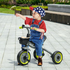 Kids Trike, Tricycle, with Adjustable Seat, Basket, Bell, for Ages 2-5 Years