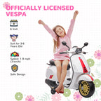 12V Vespa Licensed Kids Electric Motorbike w/ Music, Headlights, FM Radio, for 3-6 Years