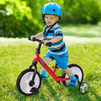 11 Inch Kids Balance Bike Training Pedal Bicycle W/ Removable Stabilizers EVA Tyres Adjustable Seat Height 2 to 5 Years Gift for Boys Girls