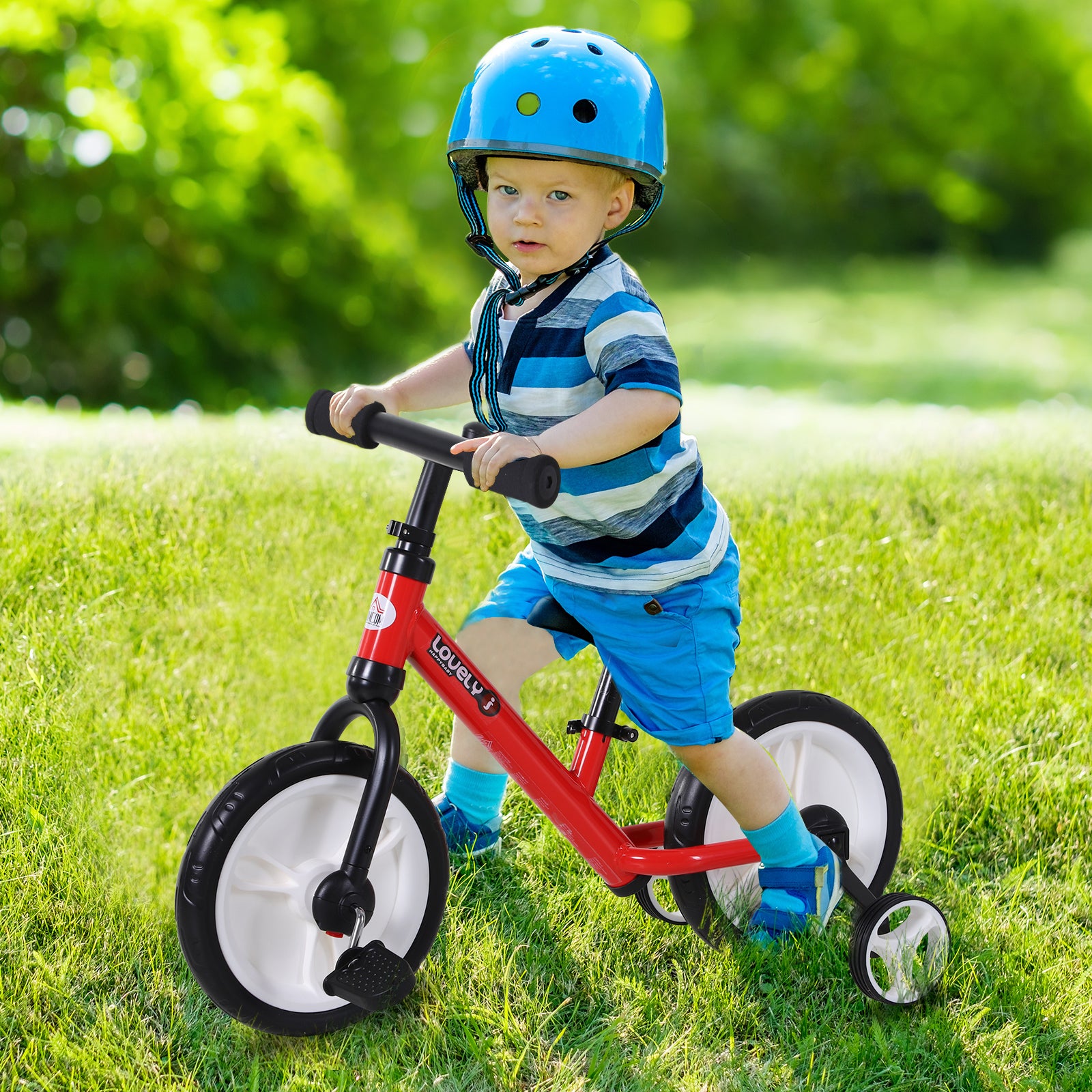 11 Inch Kids Balance Bike Training Pedal Bicycle W/ Removable Stabilizers EVA Tyres Adjustable Seat Height 2 to 5 Years Gift for Boys Girls