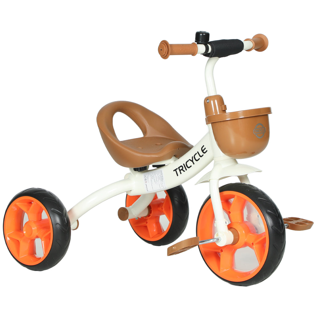 Kids Trike, Toddler Tricycle with Front Basket and EVA Wheels for Ages 2-5 Years, Indoor Outdoor for Boys Girls, Orange