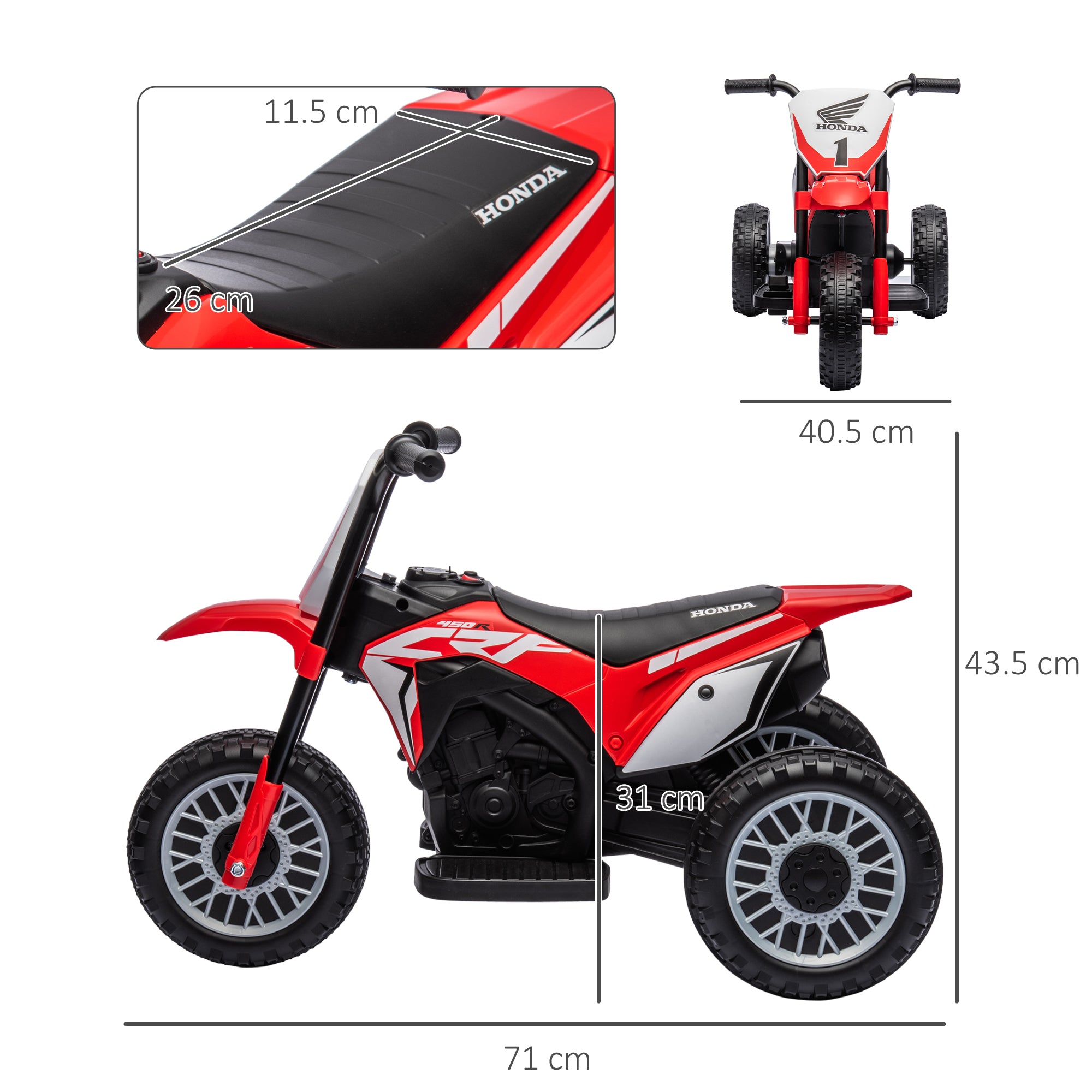 6V Kids Motorbike, Three-Wheel Kids Electric Bike with Horn, Startup Sound for Ages 18-36 Months